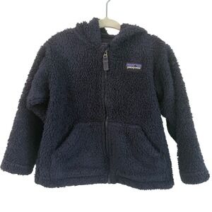 Patagonia Navy Blue boy girl furry friend fleece hoodie sweatshirt jacket 2T 24m